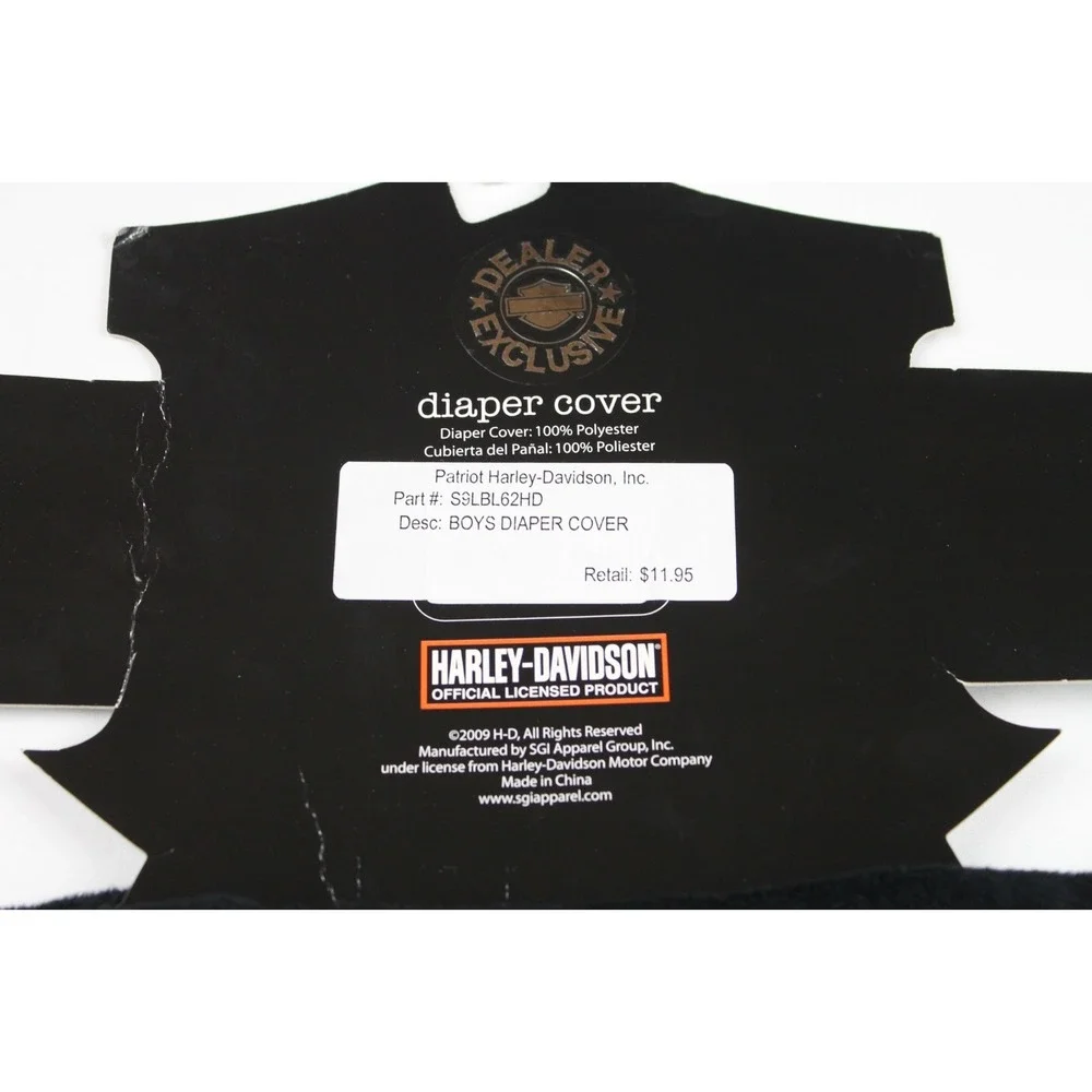 Nwt Harley Davidson Black Plush Baby Diaper Cover Velour One Size 2009